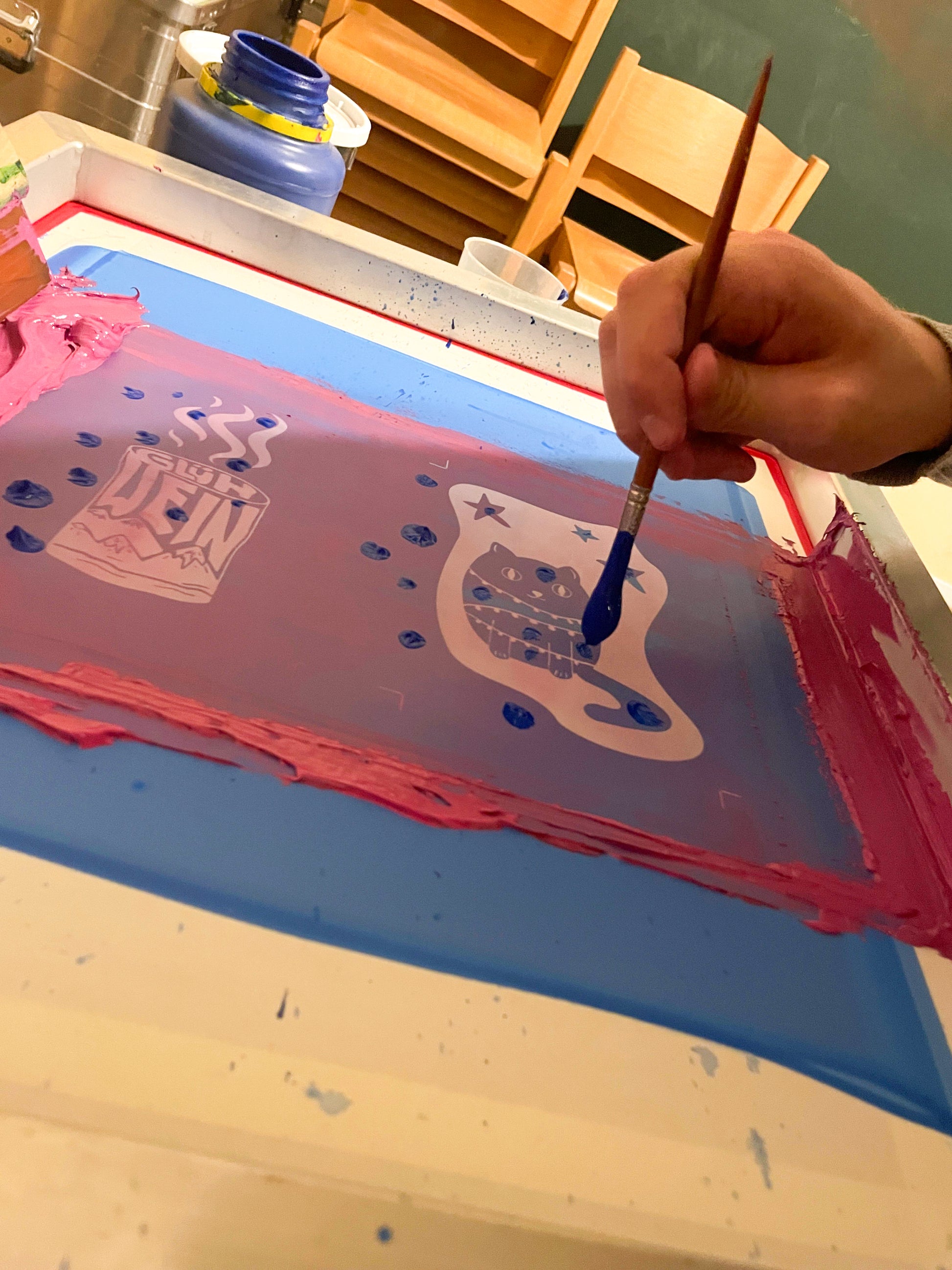 Weihnachtskarten Siebdrucken