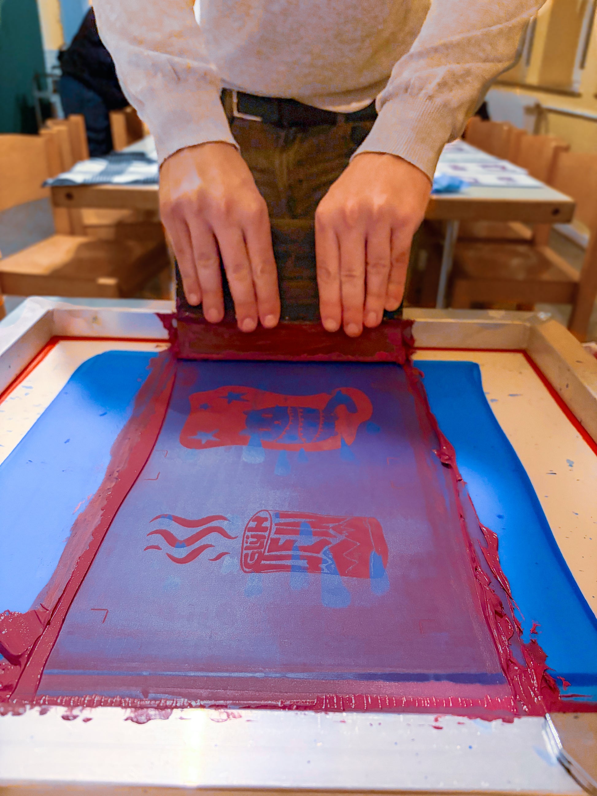 Weihnachtskarten Siebdrucken