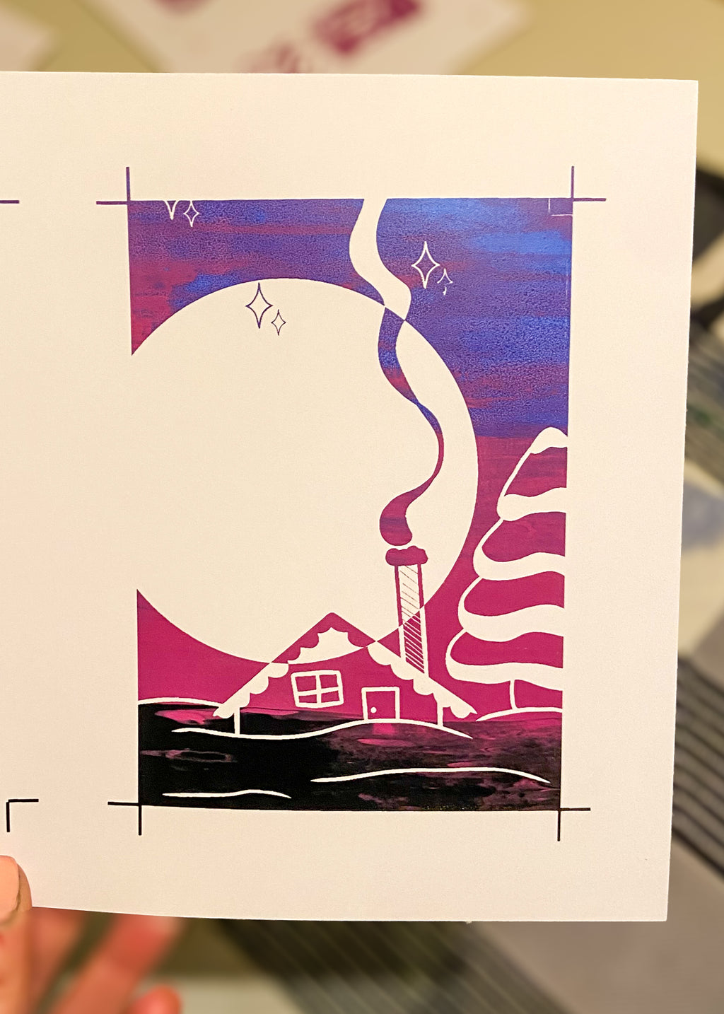 Weihnachtskarten Siebdrucken