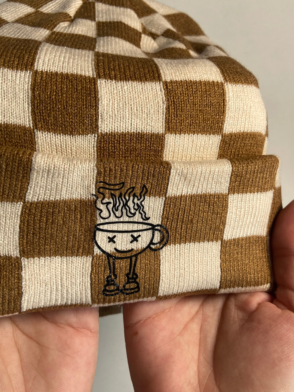 Coffee Checkboard Beanie