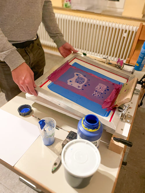 Weihnachtskarten Siebdrucken