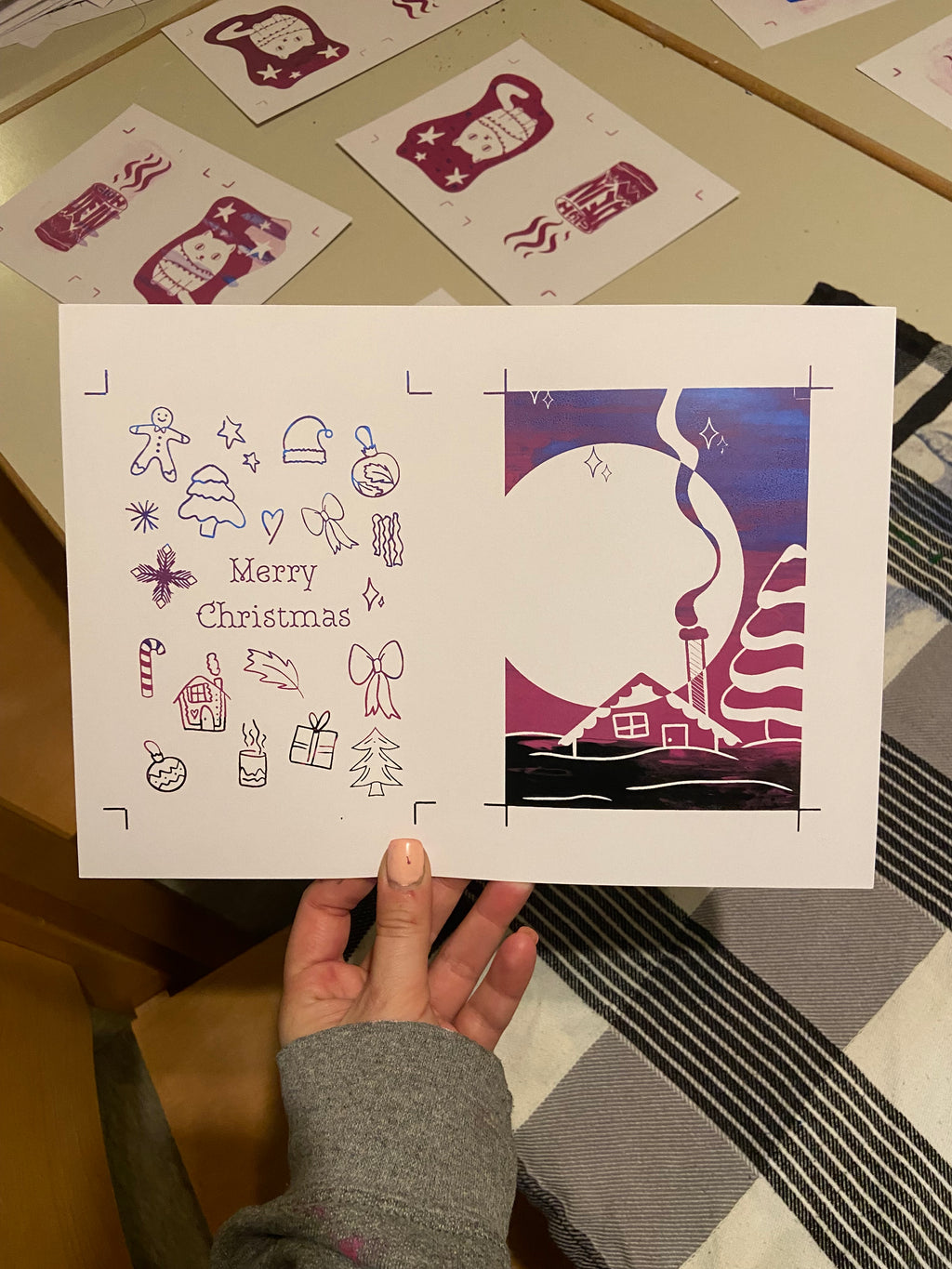 Weihnachtskarten Siebdrucken