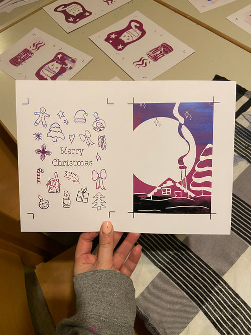 Weihnachtskarten siebdrucken