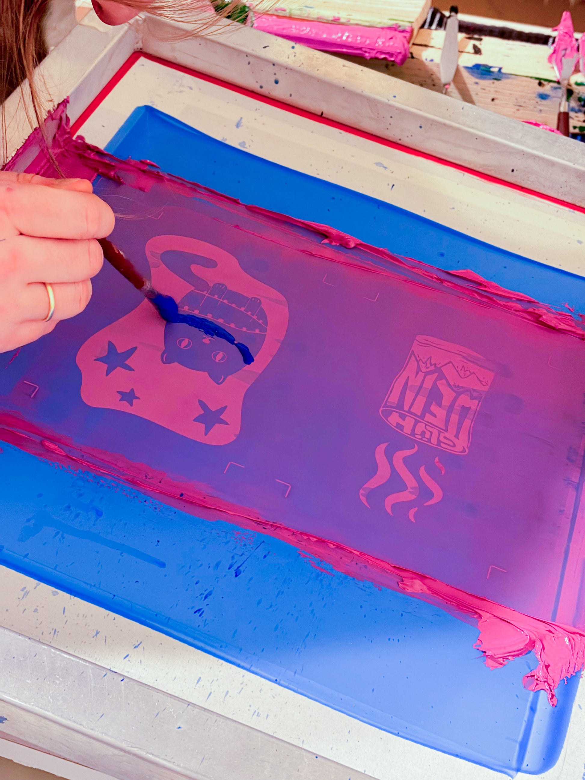 Weihnachtskarten Siebdrucken