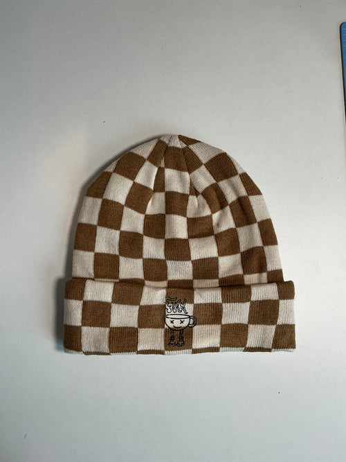 Coffee Checkboard Beanie