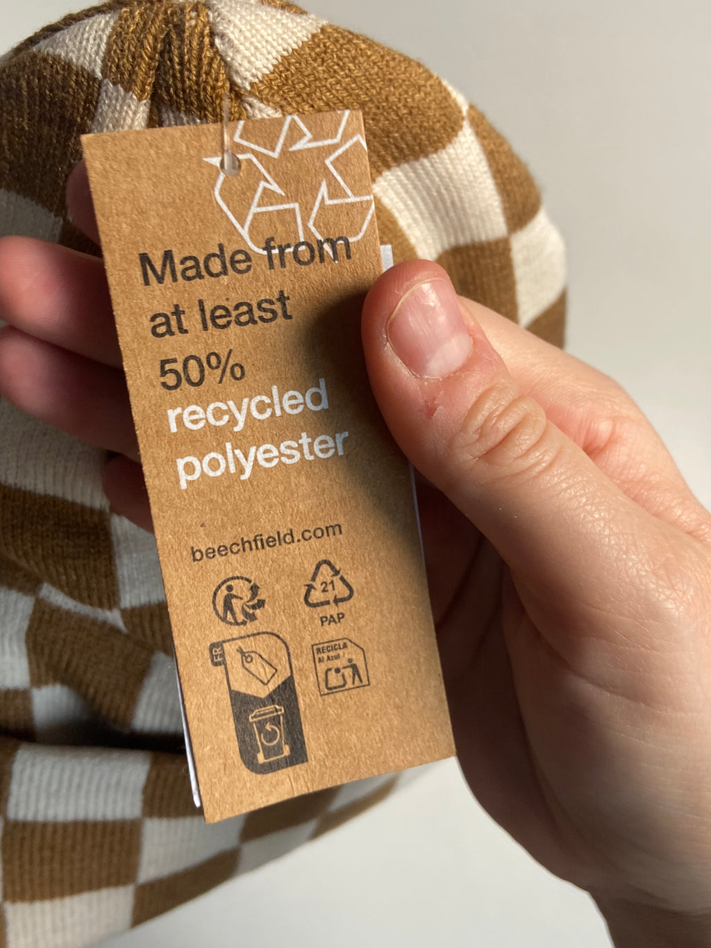 Coffee Checkboard Beanie